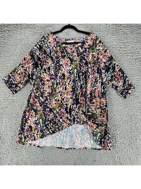 Beeson River Shirt Womens 3XL Multicolor Floral Print 3/4 Sleeve Blouse